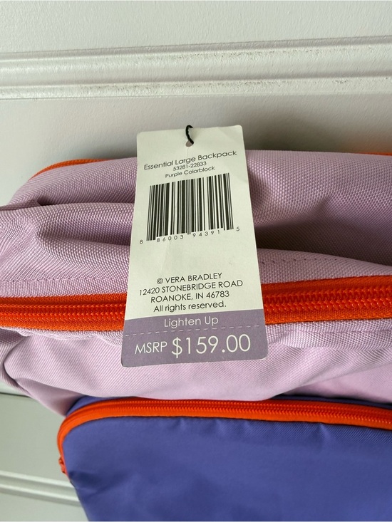 Vera Bradley Lighten Up Essential Large Backpack Purple Color block NEW 1994 main image 4